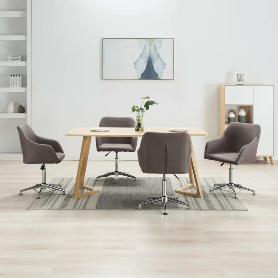 Chaises pivotantes à manger lot de 4 taupe tissu