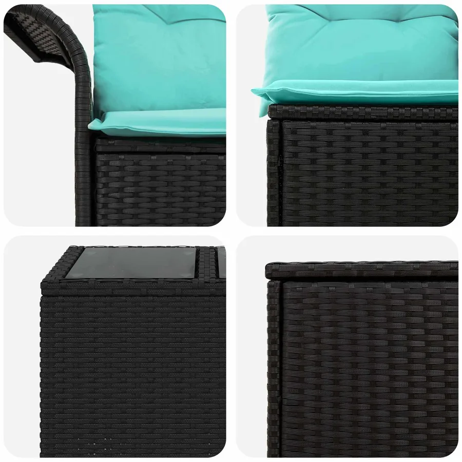 Ensemble de Canapés 6 pcs 4-Nombre de places Noir et Bleu - 9