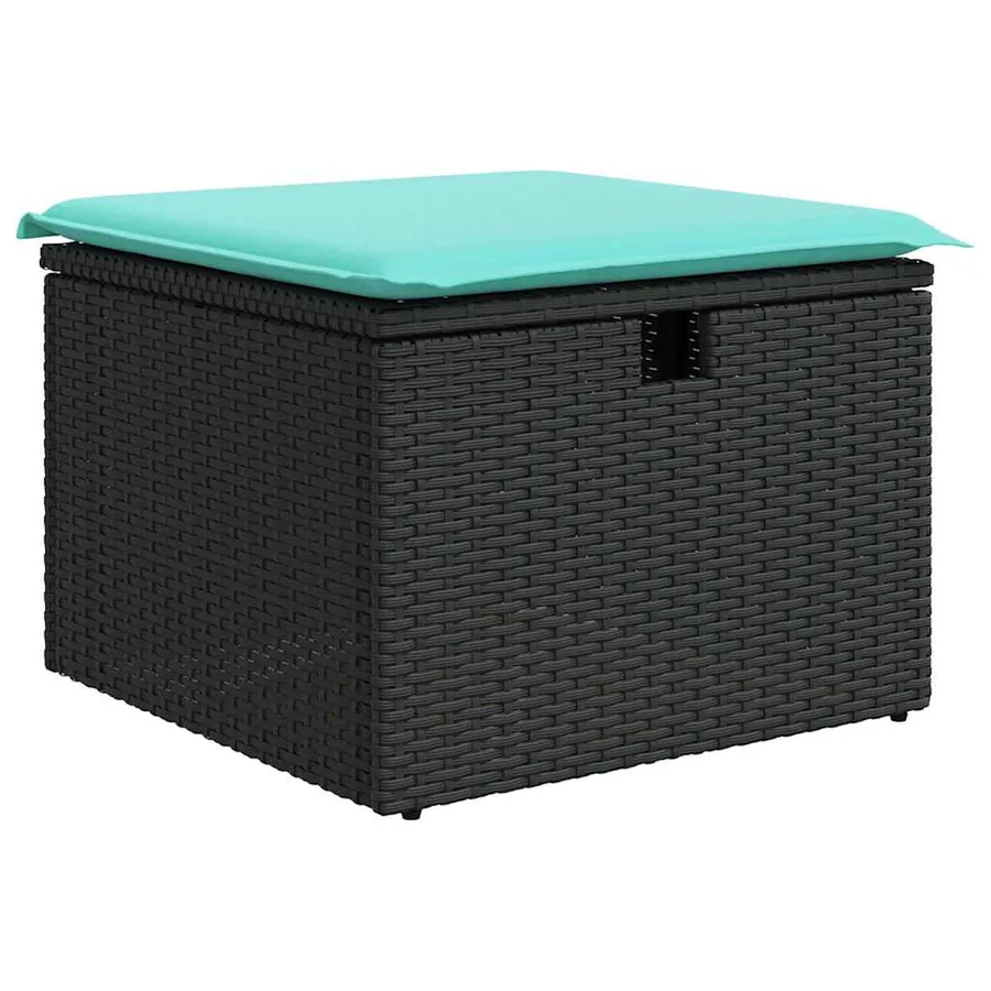 Ensemble de canapé de jardin 7 pcs Noir polyrotin - 7
