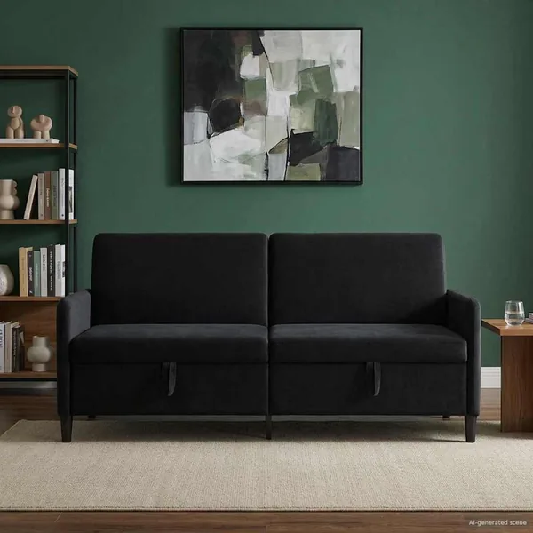 Sofa avec rangement Noir 192 x 78 x 87 cm Polyester