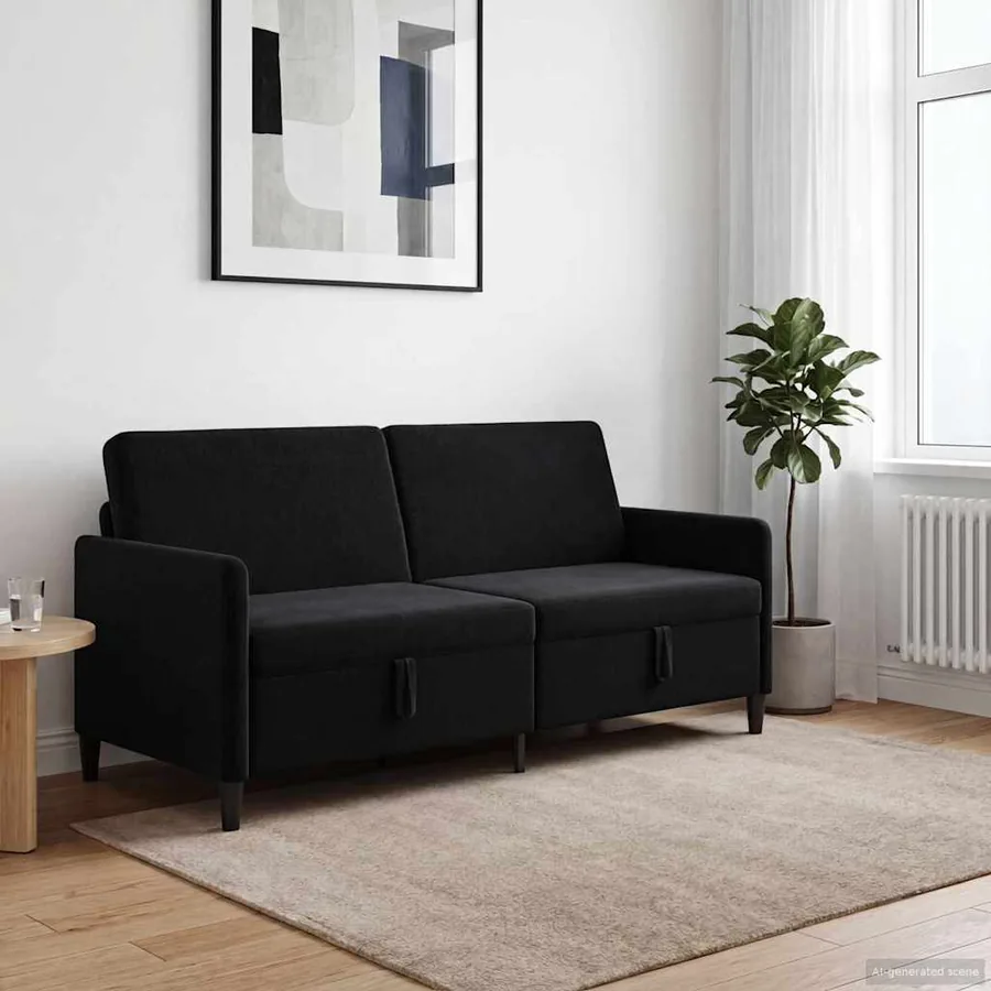 Sofa avec rangement Noir 192 x 78 x 87 cm Polyester - 3