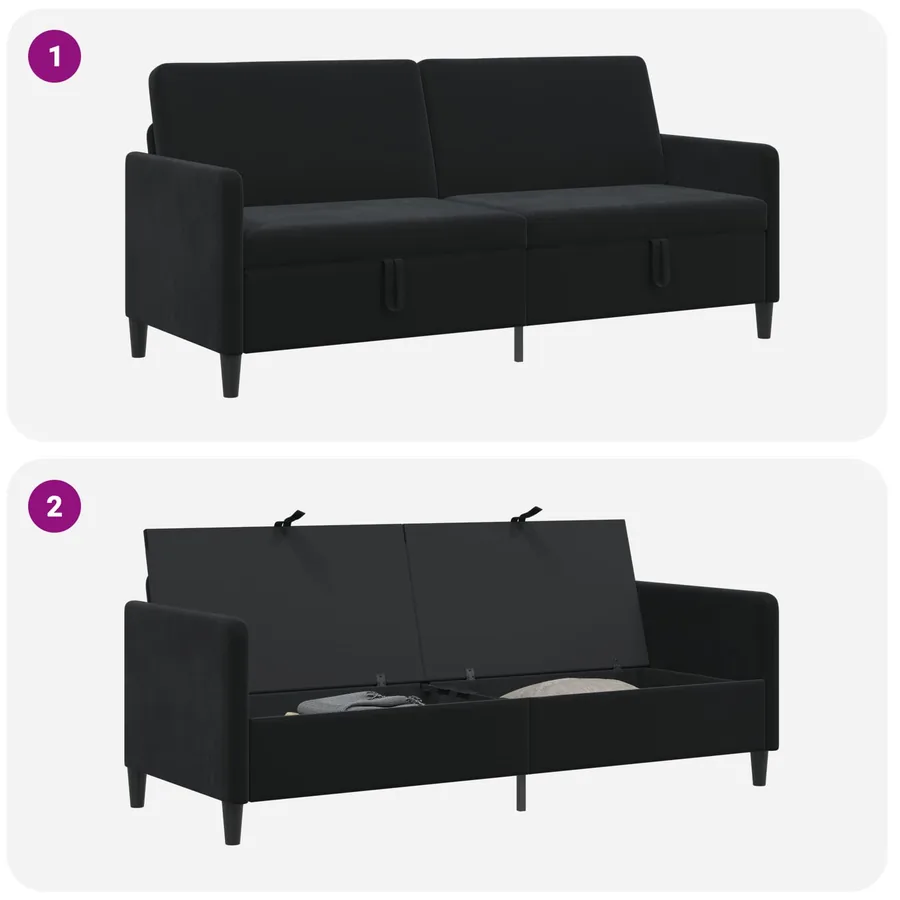 Sofa avec rangement Noir 192 x 78 x 87 cm Polyester - 6