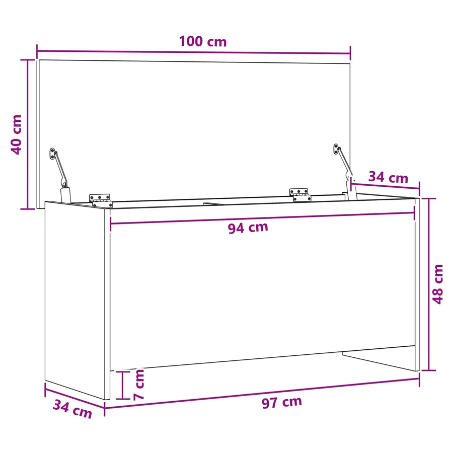 Coffre de rangement avec stockage Chêne noir 100 x 40 x 50 cm - 9