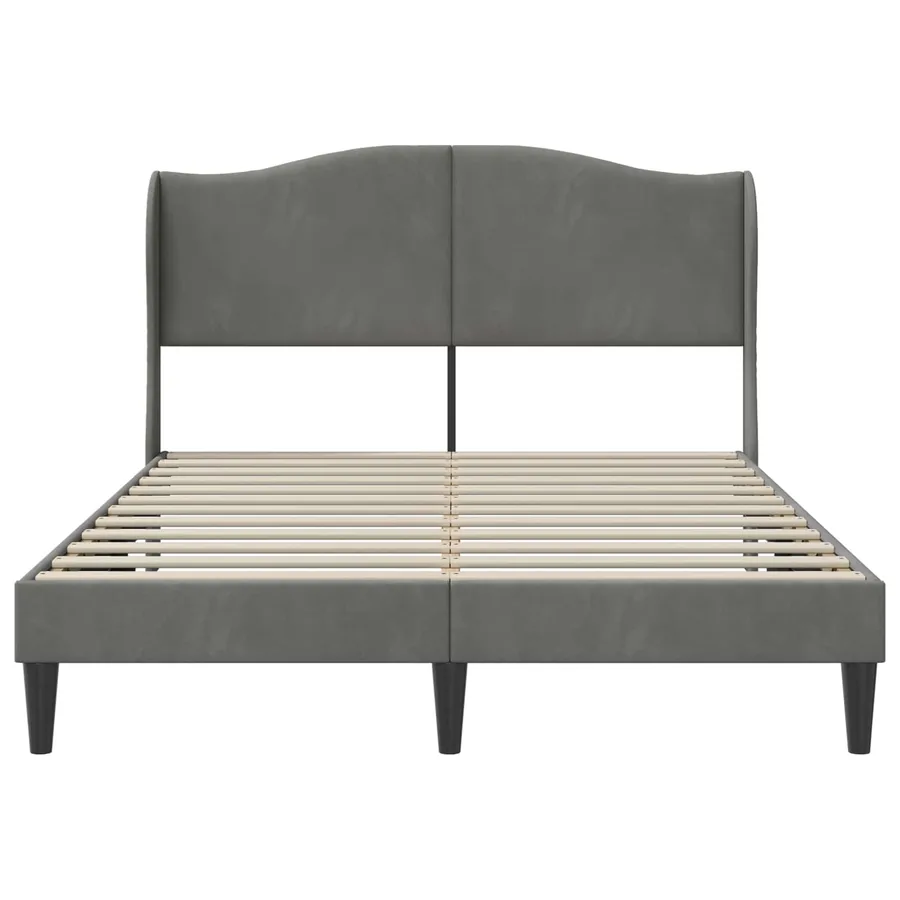 Cadre de lit avec tête de lit Gris foncé 140 x 200 cm Velours - 4
