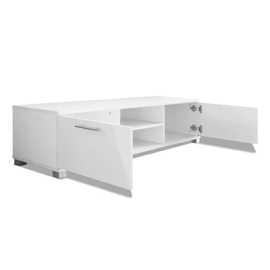 Meuble TV Blanc brillant 120x40,5x35 cm - 4