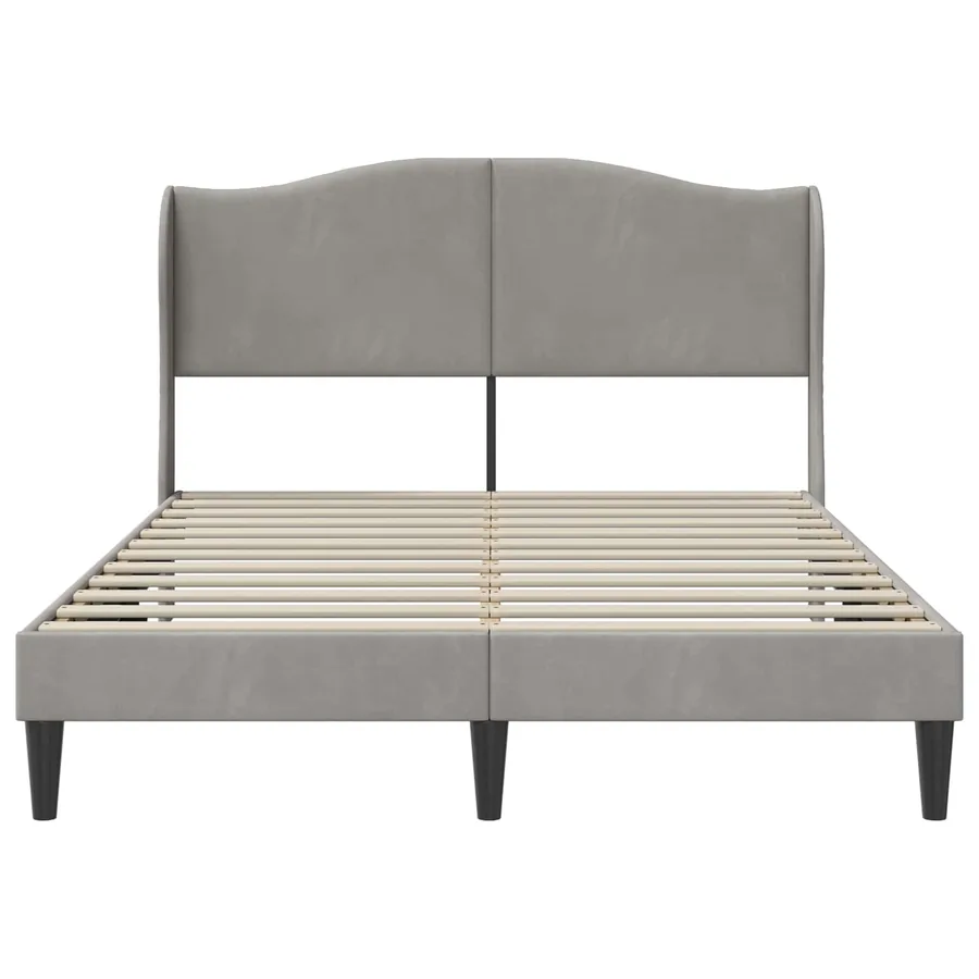 Cadre de lit avec tête de lit Gris clair 120 x 190 cm Velours - 4