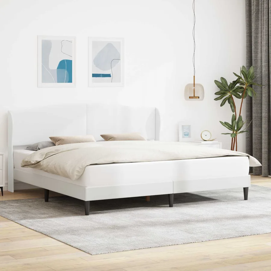 Cadre de lit avec tête de lit Blanc 180 x 200 cm Simili cuir