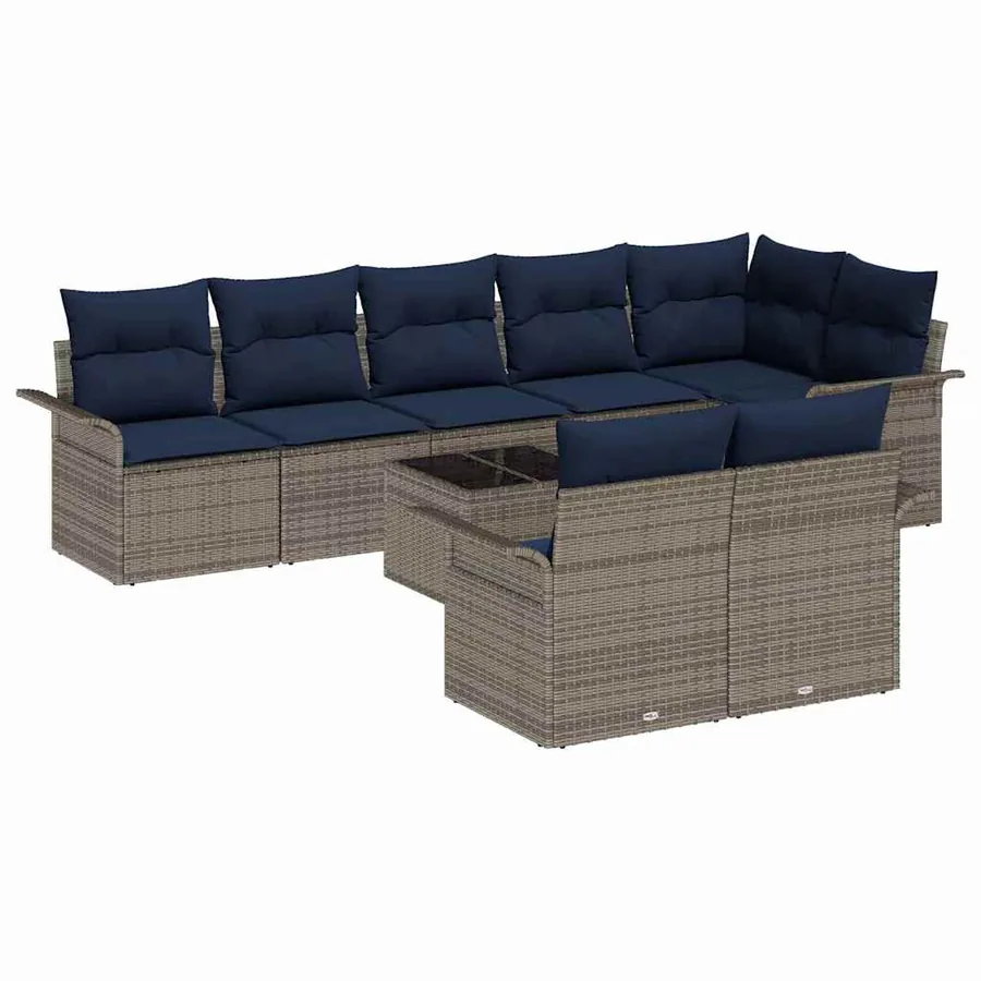 Ensemble de canapé de jardin avec stockage 9 pcs Gris polyrotin - 2