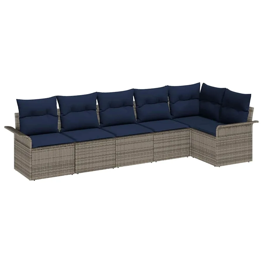 Ensemble de canapé de jardin avec stockage 6 pcs Gris polyrotin - 2