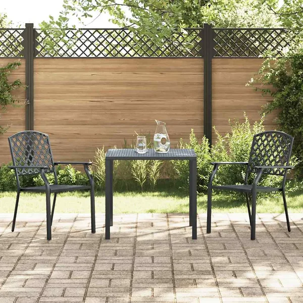 Chaises empilables d'extérieur lot de 2 acier anthracite
