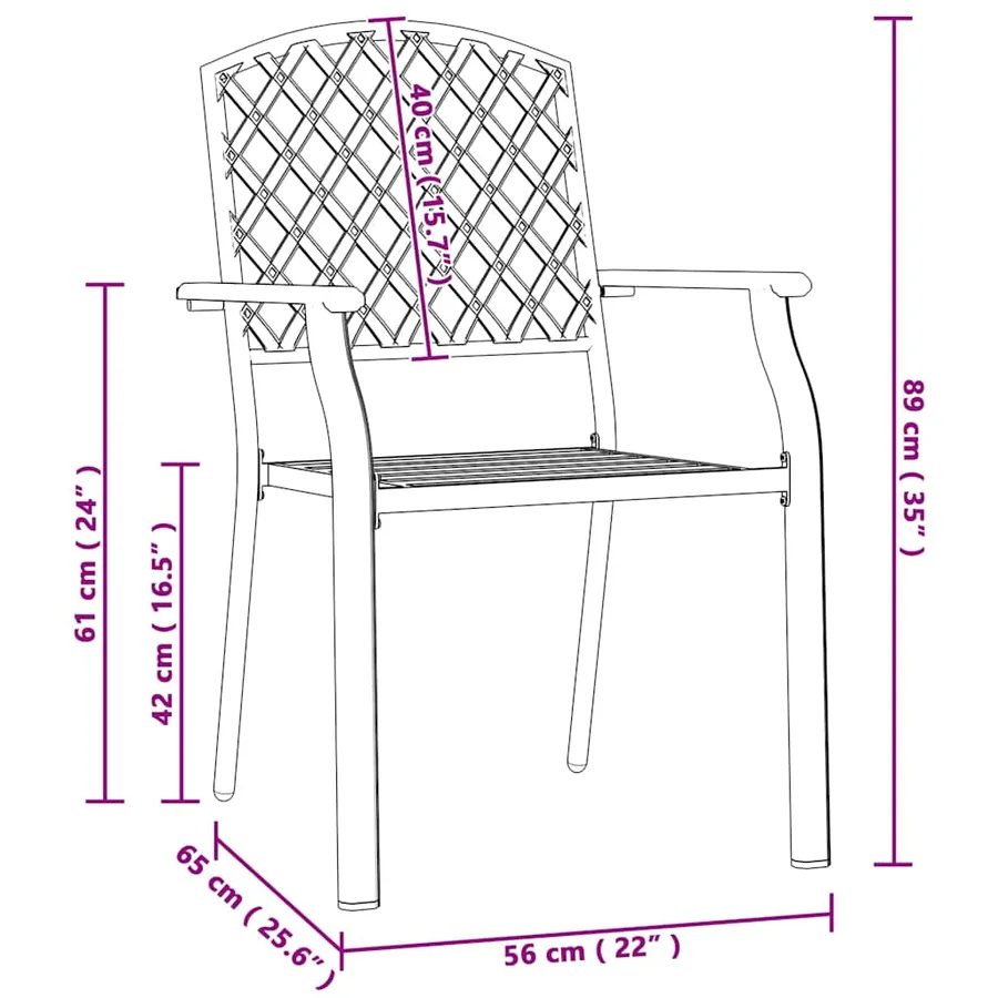 Chaises empilables d'extérieur lot de 2 acier anthracite - 8