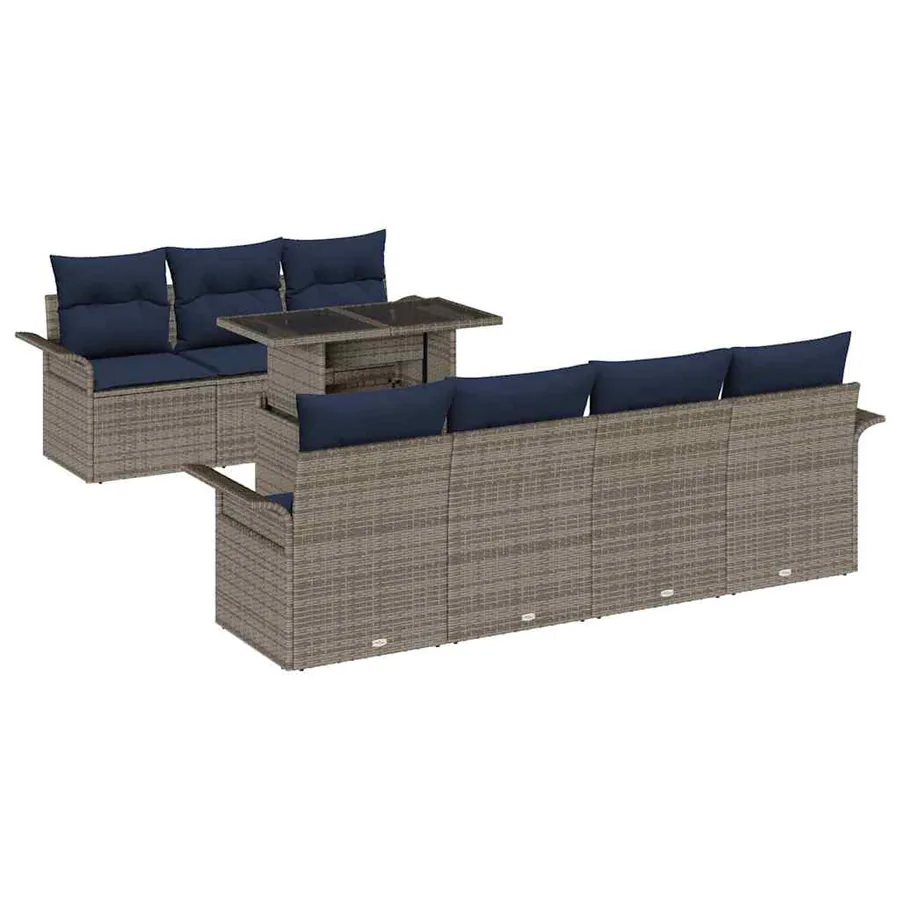 Ensemble de canapé de jardin 8 pcs Gris Poly Rattan - 2