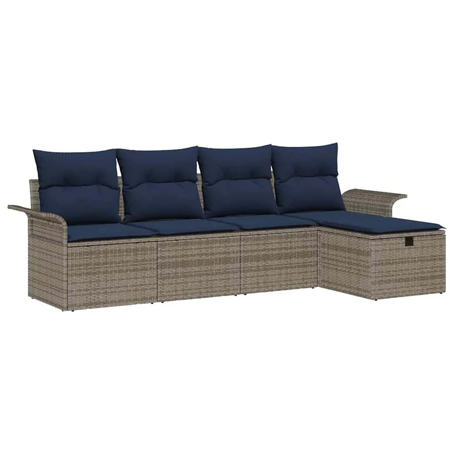 Ensemble de canapé de jardin avec coussin 5 pcs Poly rotin - 2