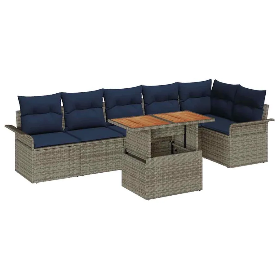 Ensemble de canapé de jardin 7 pcs Gris Poly rotin - 2