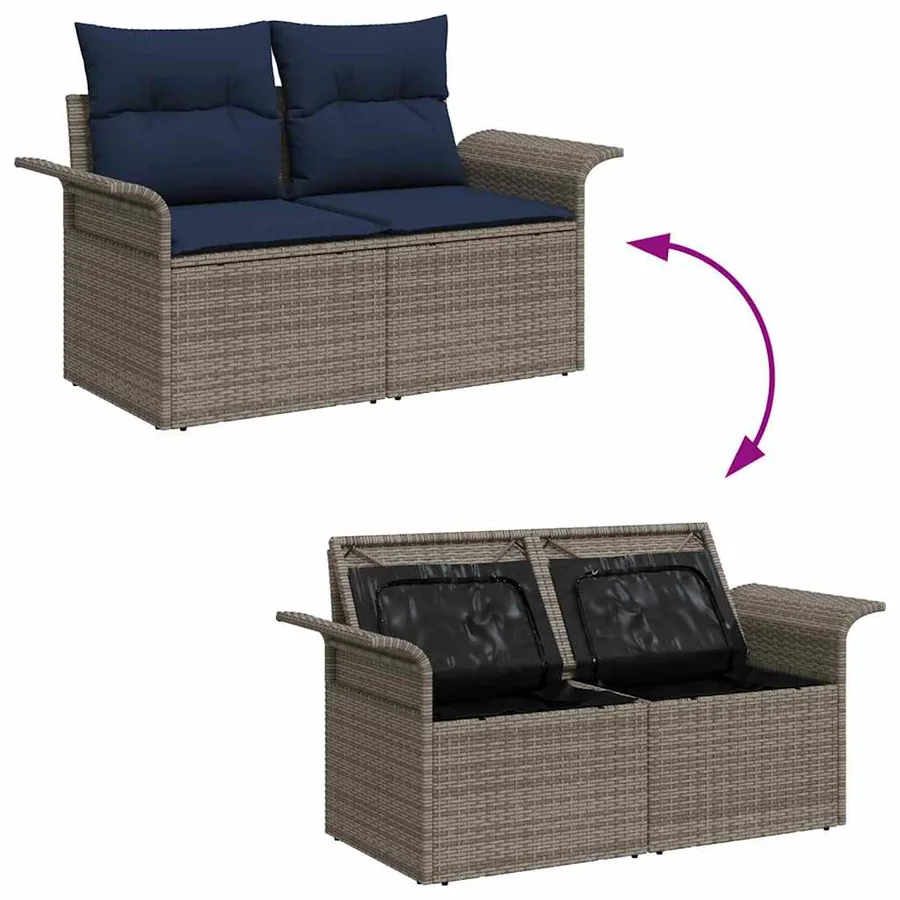 Ensemble de canapé de jardin 9 pcs Gris Poly rotin - 11