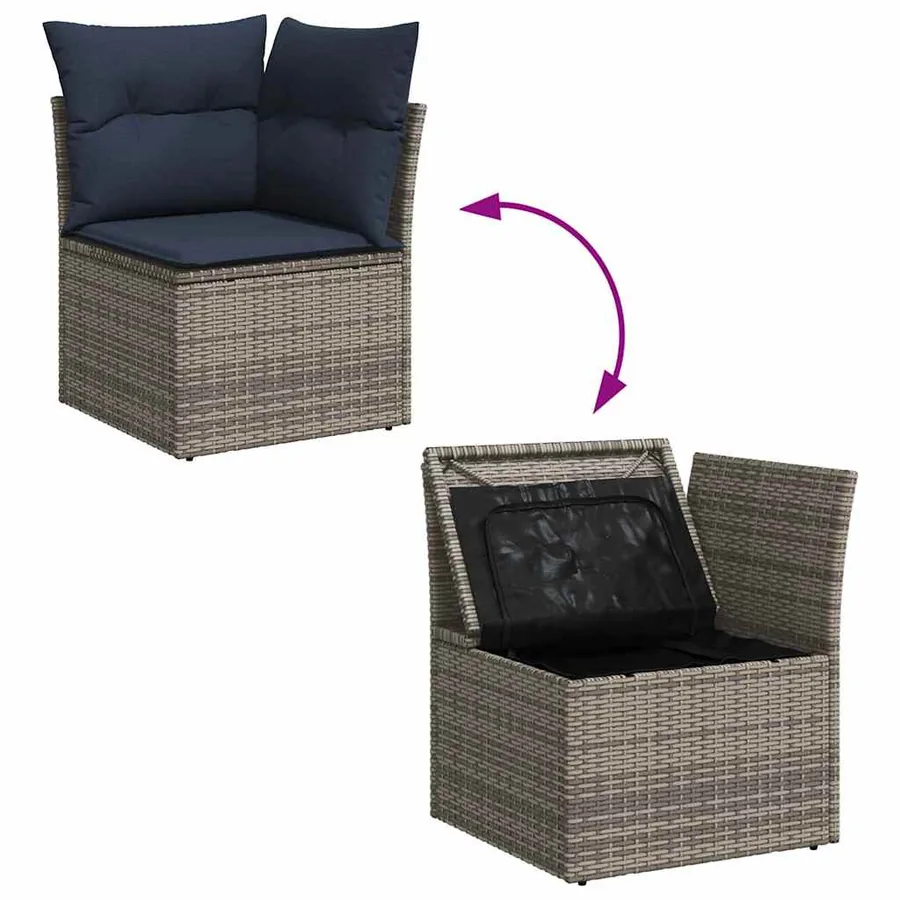 Ensemble de canapé de jardin 9 pcs Gris Poly rotin - 13