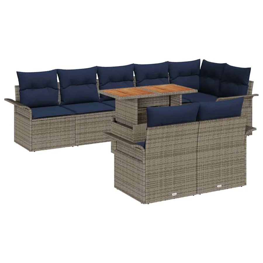 Ensemble de canapé de jardin 9 pcs Gris Poly rotin - 2