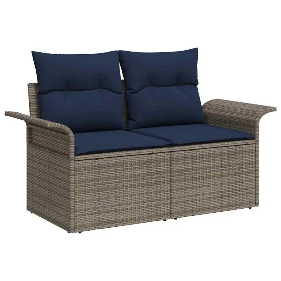 Ensemble de canapé de jardin 9 pcs Gris Poly rotin - 4