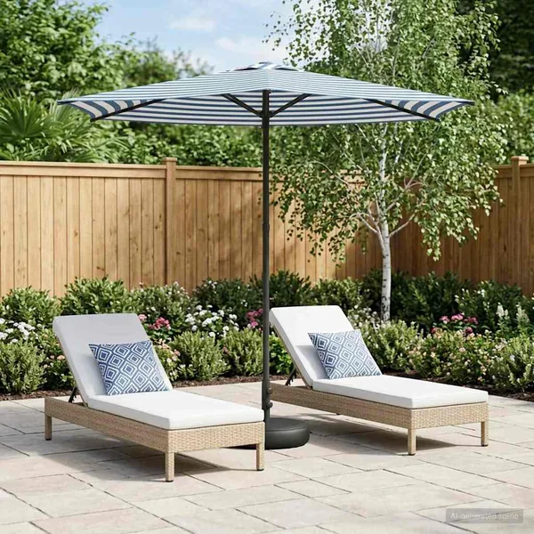Parasol de jardin avec base 270 x 270 cm Polyester