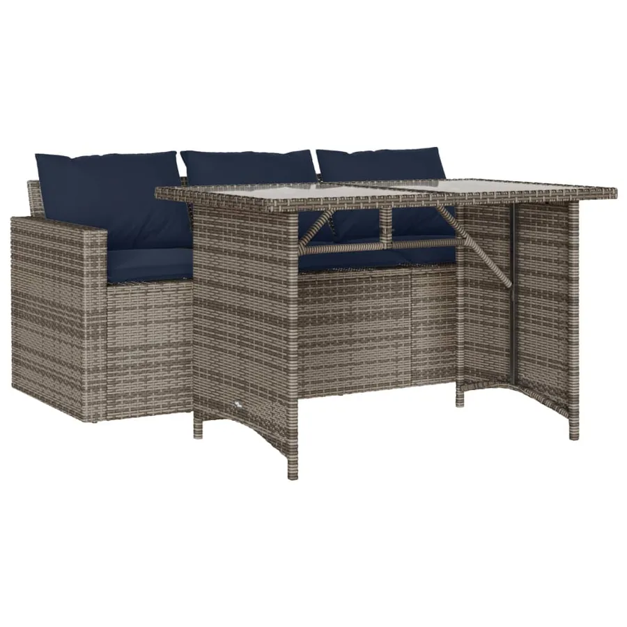 Ensemble à manger de jardin et coussins 2 pcs gris rotin - 2