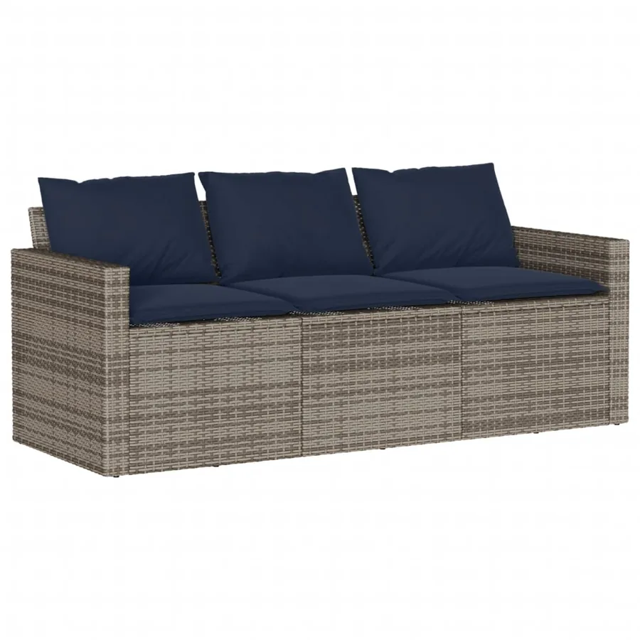 Ensemble à manger de jardin et coussins 2 pcs gris rotin - 4
