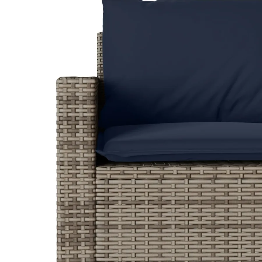 Ensemble à manger de jardin et coussins 2 pcs gris rotin - 9