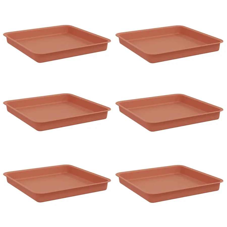 Plateau carré à fleurs 6 pcs Rouge brique 18 x 18 x 2 cm - 2