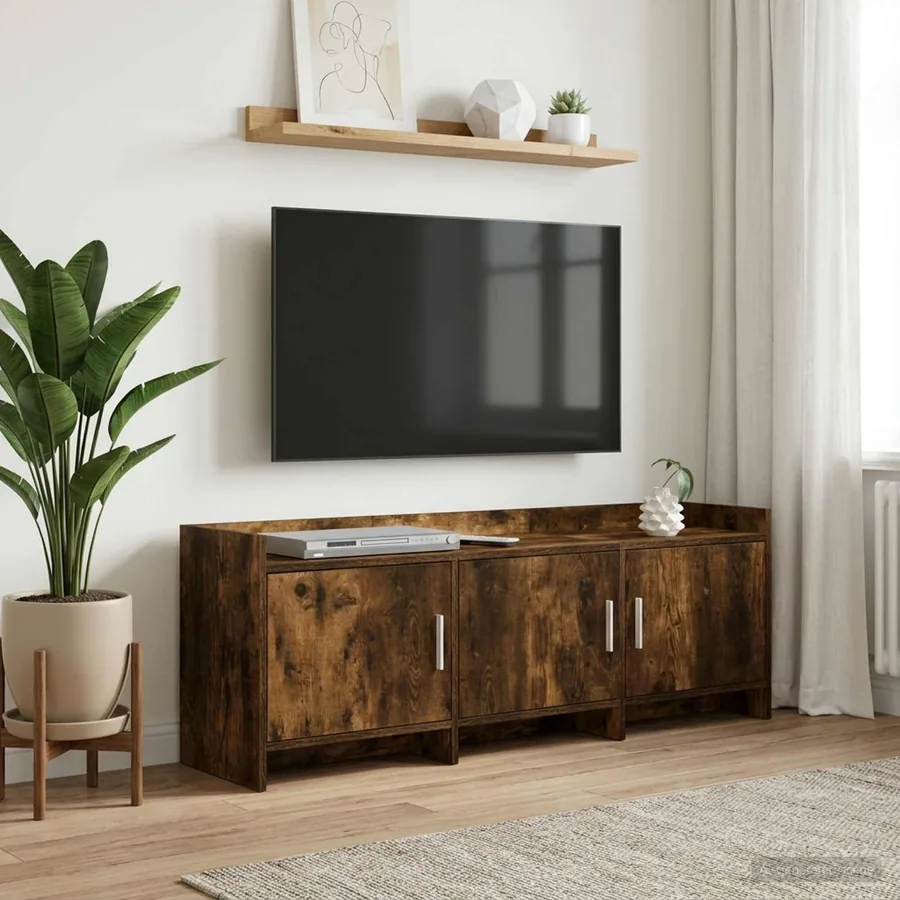 Meuble TV 130 x 33 x 47 cm Chêne fumé Bois d'ingénierie