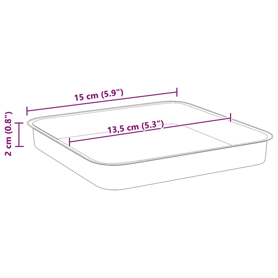 Plateau carré à fleurs 6 pcs Noir 15 x 15 x 2 cm Plastique - 10