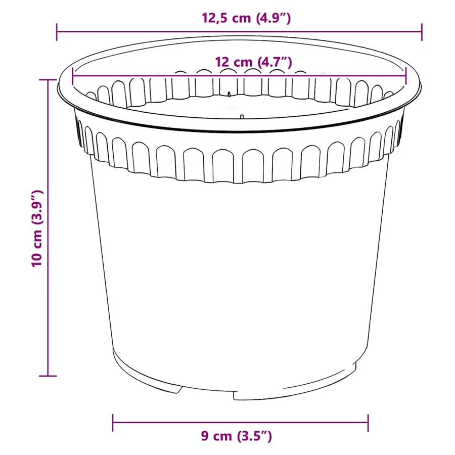 Pots de plantes 6 pcs Noir Ø 12,5 x 10 cm Plastique - 11