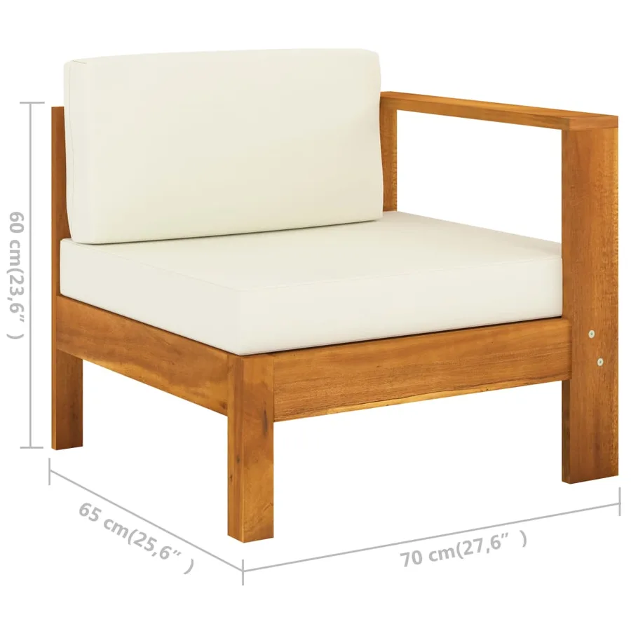 Salon de jardin 5 pièces avec coussins 100 x 60 cm Bois d'acacia - 19