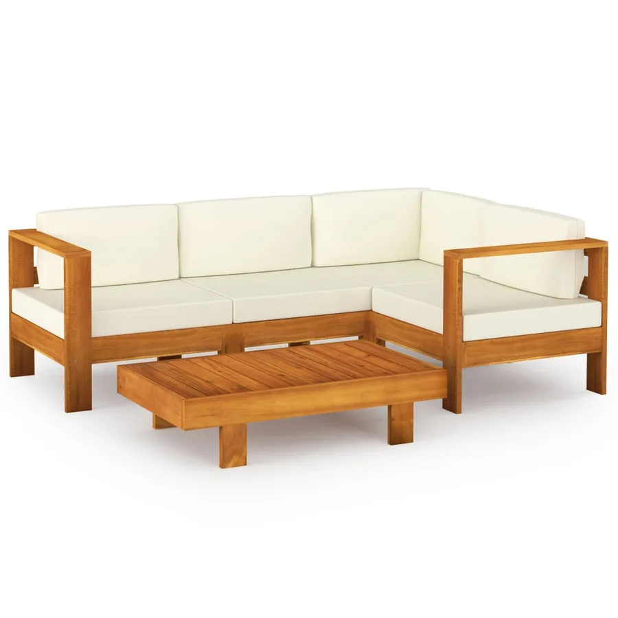 Salon de jardin 5 pièces avec coussins 100 x 60 cm Bois d'acacia - 2