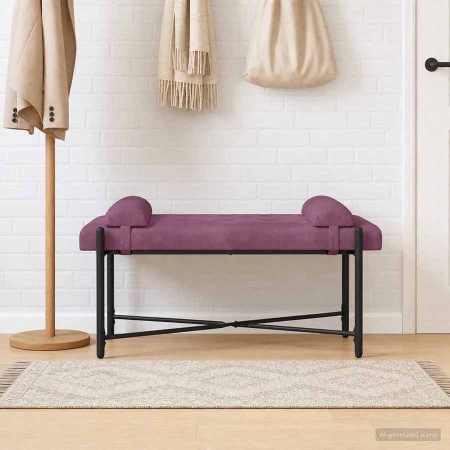 Banc capitonné à boutons avec coussins Pourpre 110 x 40 x 46 cm