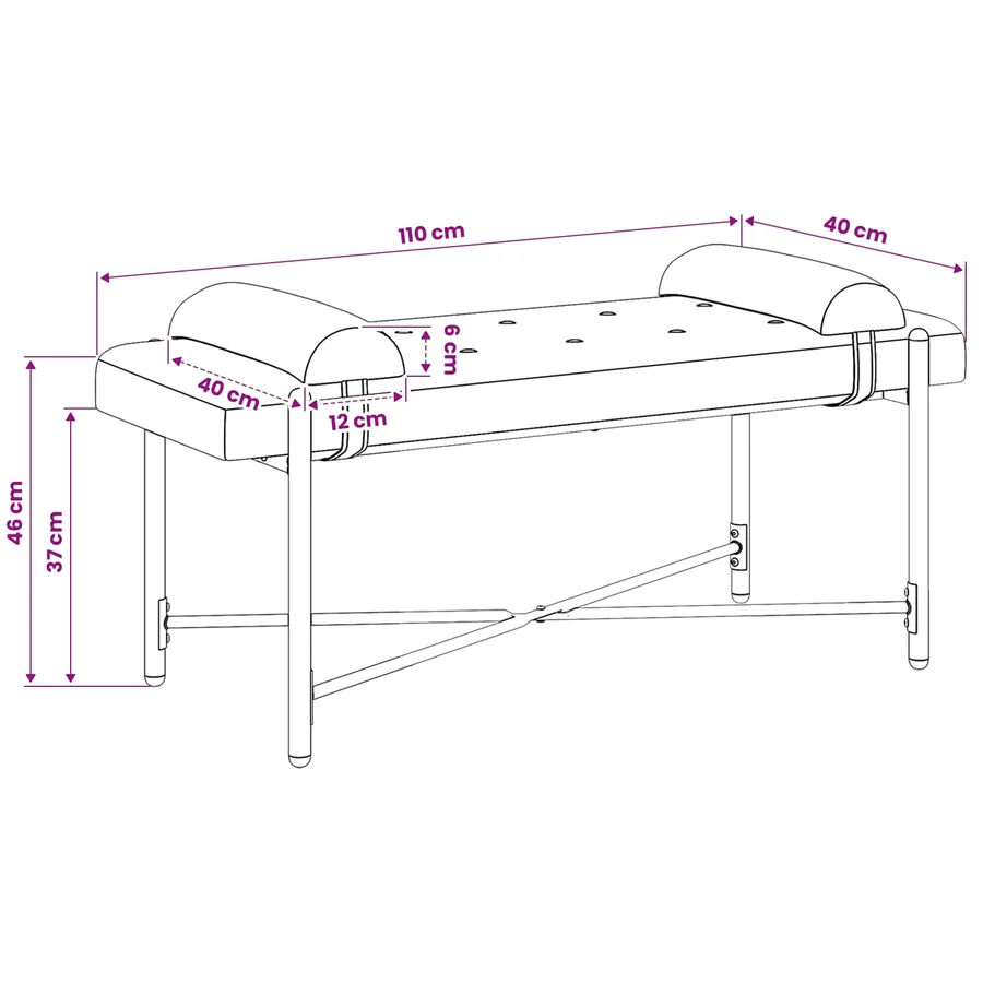 Banc capitonné à boutons avec coussins Pourpre 110 x 40 x 46 cm - 11
