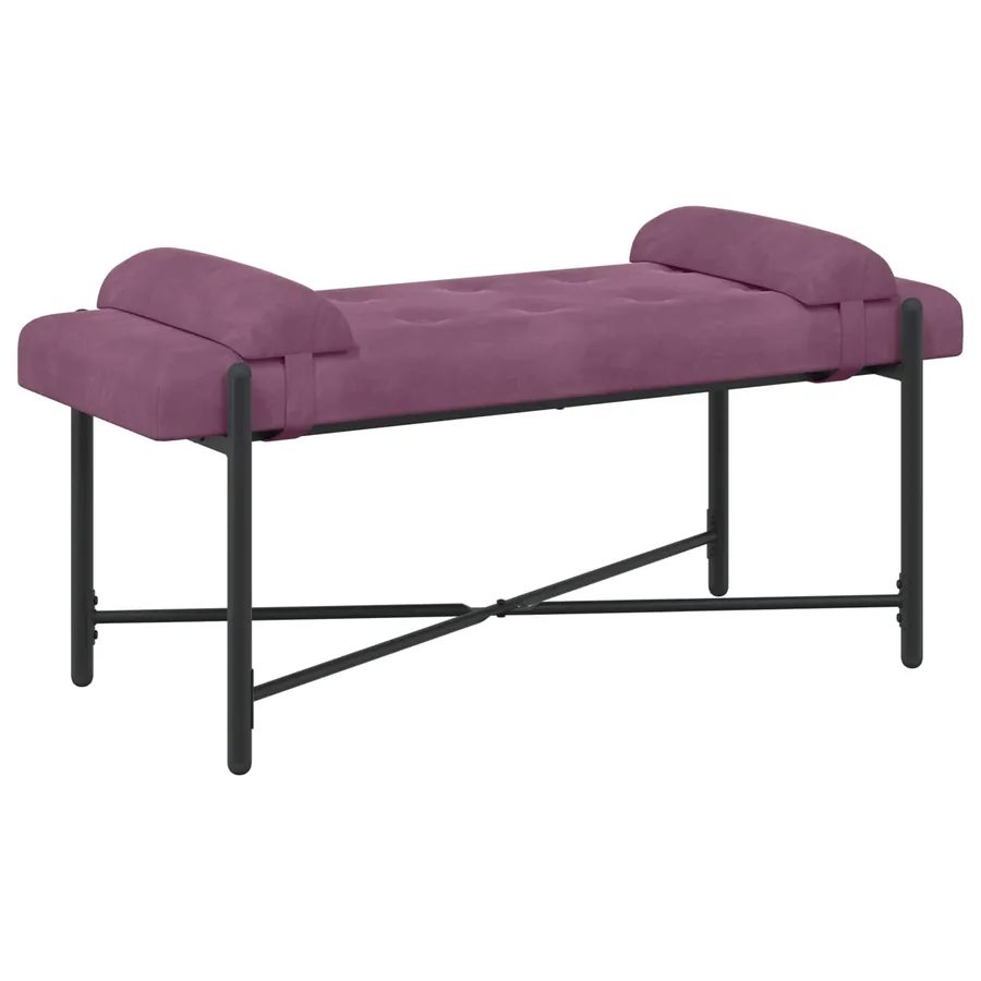 Banc capitonné à boutons avec coussins Pourpre 110 x 40 x 46 cm - 2