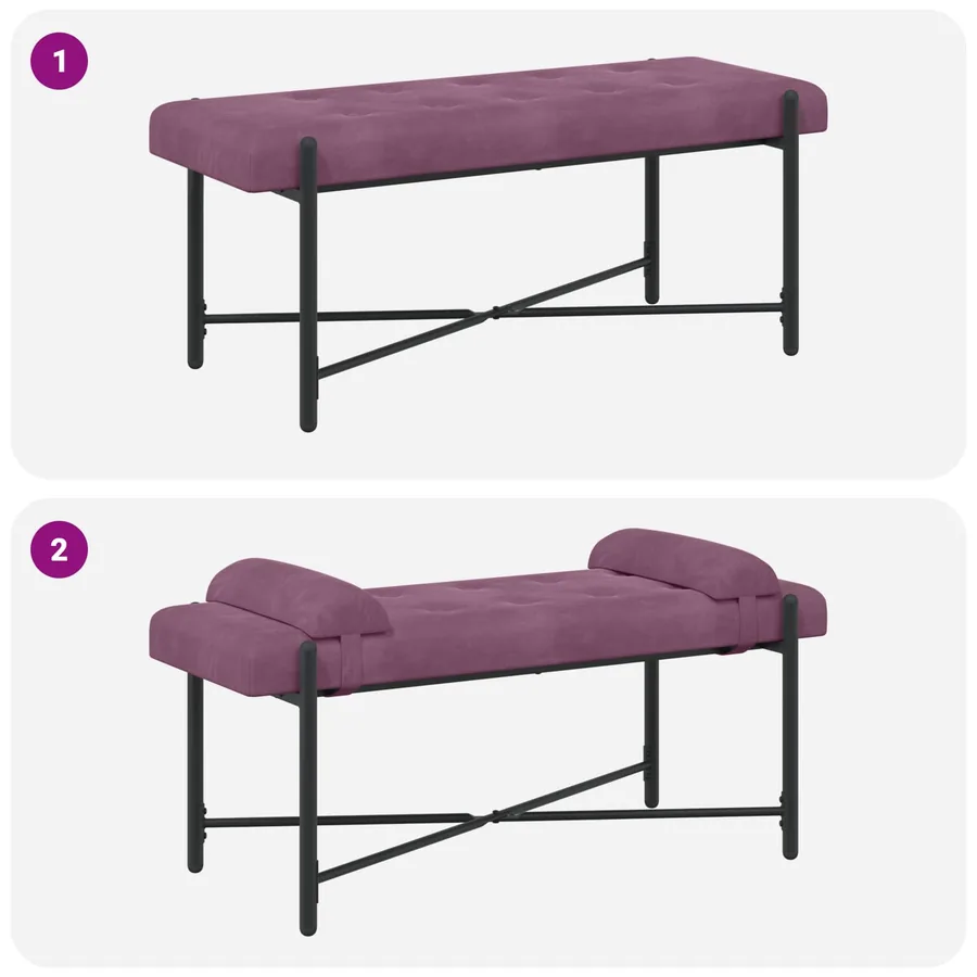 Banc capitonné à boutons avec coussins Pourpre 110 x 40 x 46 cm - 9