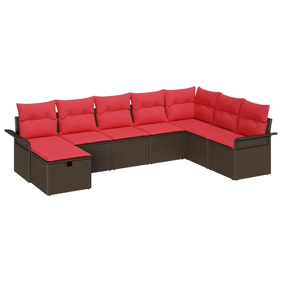 Ensemble de canapé de jardin avec coussin 8 pcs Poly rotin - 2