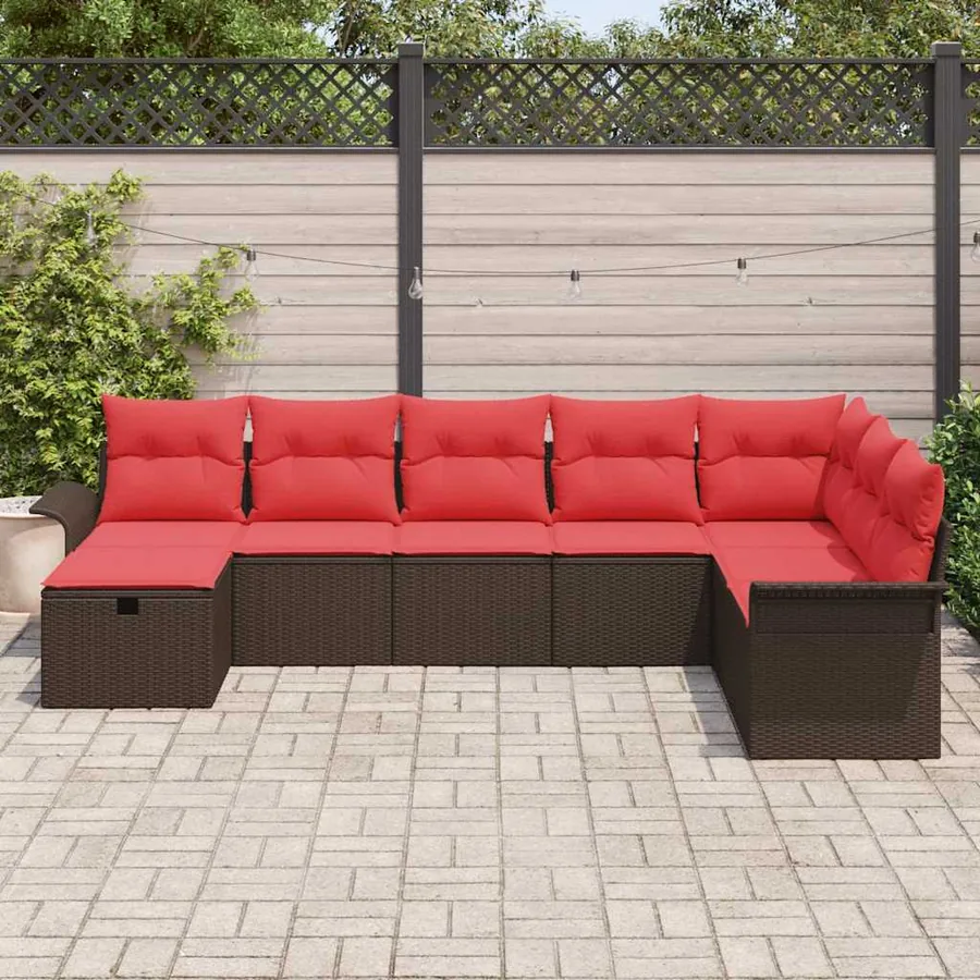 Ensemble de canapé de jardin avec coussin 8 pcs Poly rotin - 3