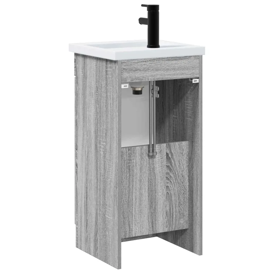 Meuble de salle de bain avec évier Sonoma gris - 6