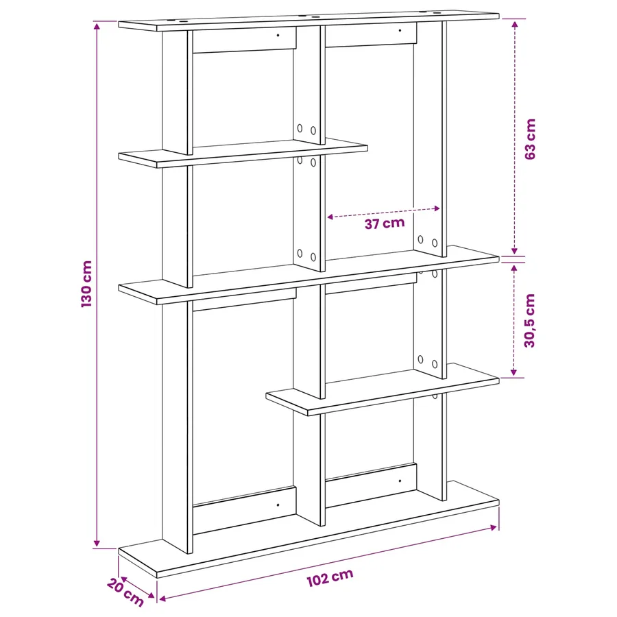 Étagère Murale Chêne Sonoma 102 x 20 x 130 cm Bois d'ingénierie - 7