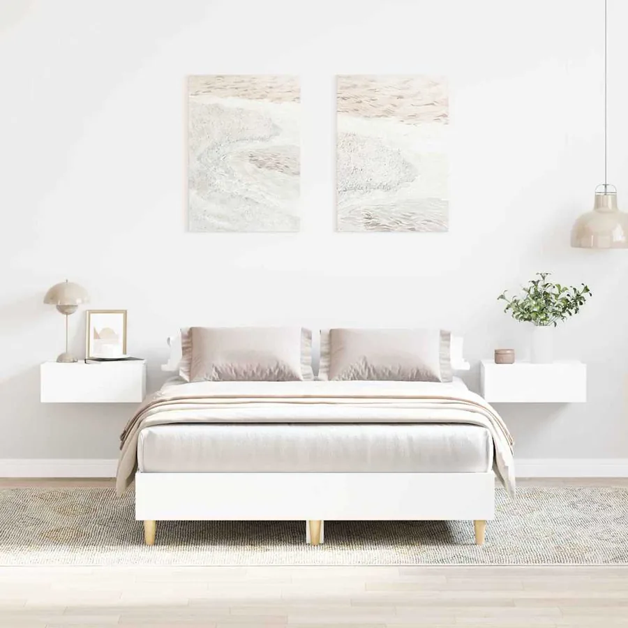 Cadre de lit Blanc 137 x 190 cm Bois d'ingénierie - 4