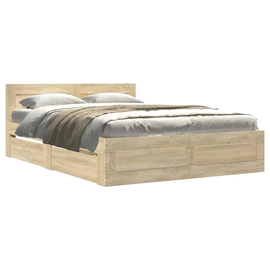Cadre de lit avec tiroir Sonoma 137 x 188 cm Bois d'ingénierie - 3