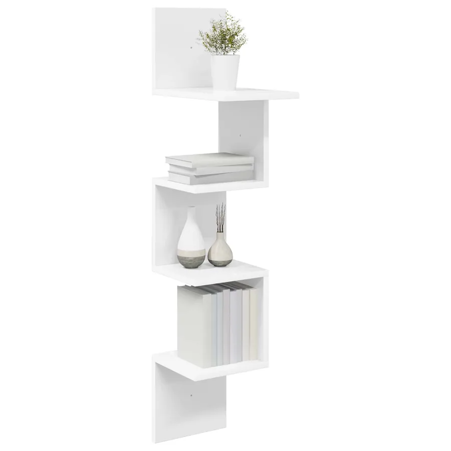 Étagère Murale Montage mural Blanc 32 x 21 x107 cm - 2