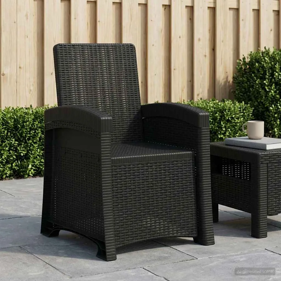 Chaise de jardin inclinable imitant le rotin Anthracite PP