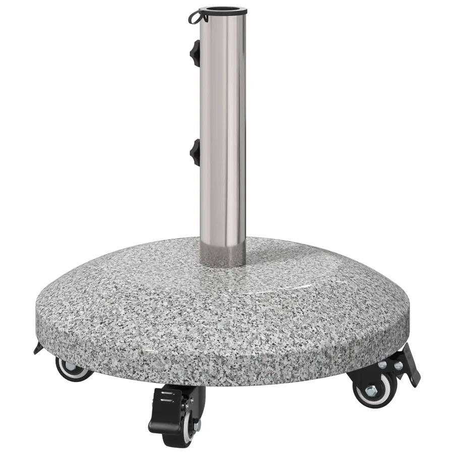 Socle de parasol en granite avec roues pour poteau de 4-5 cm - 6
