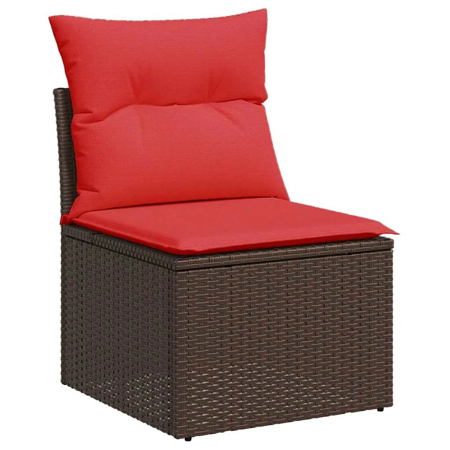 Ensemble de canapé de jardin 9 pcs Marron polyrotin - 5