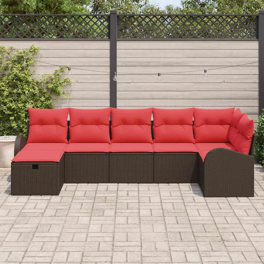 Ensemble de Canapés avec coussin Marron et rouge polyrotin - 3