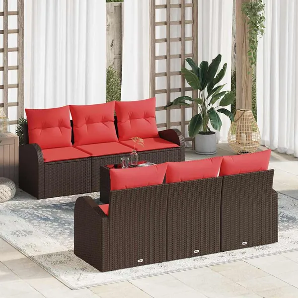 Ensemble de canapé de jardin Marron 55 x 55 x 37 cm polyrotin