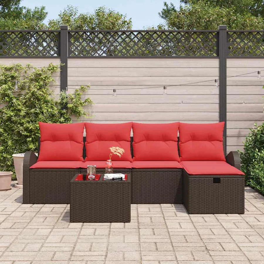 Ensemble de Canapés avec coussin Marron et rouge polyrotin - 3