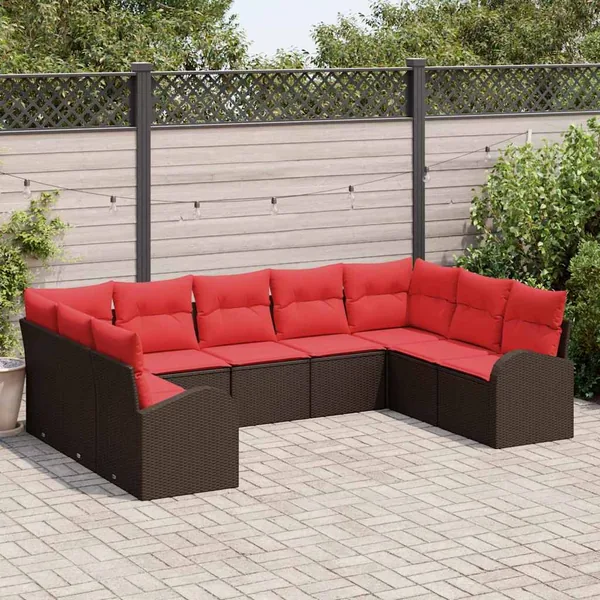 Ensemble de Canapés avec coussin Marron Poly Rattan